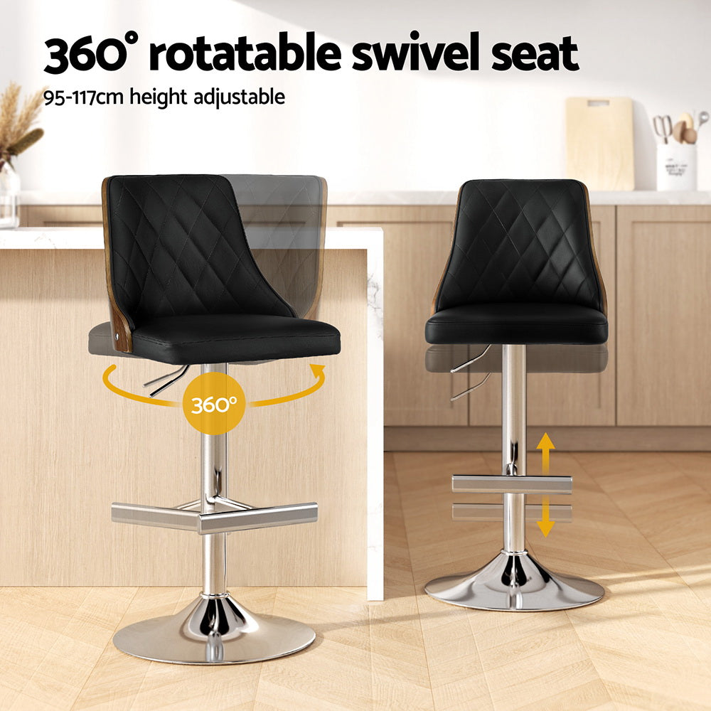 Zeke Leather Counter Stool Swivel Adjustable Black