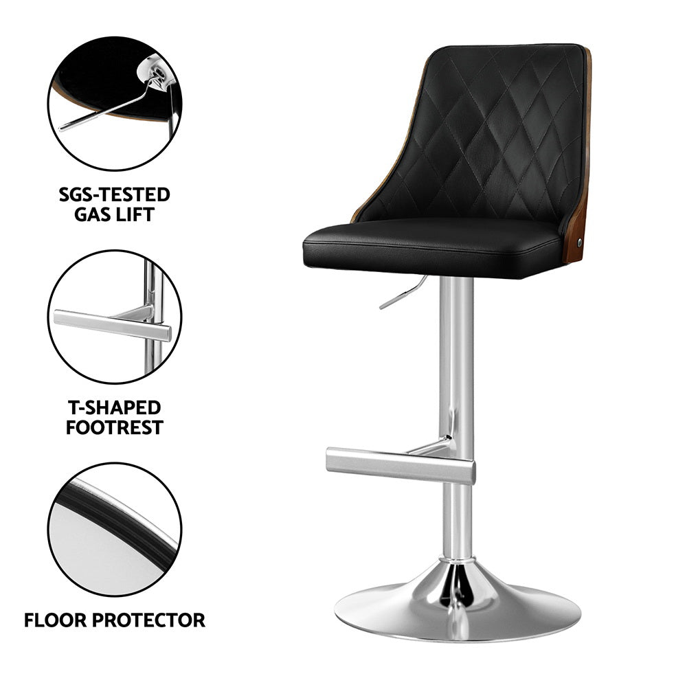 Zeke Leather Counter Stool Swivel Adjustable Black