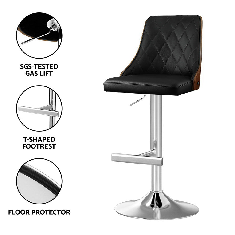 Willow Leather Counter Stool Swivel Adjustable (Set of 2) Black
