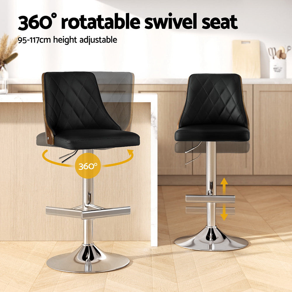 Tomas Leather Counter Stool Swivel Adjustable (Set of 4) Black