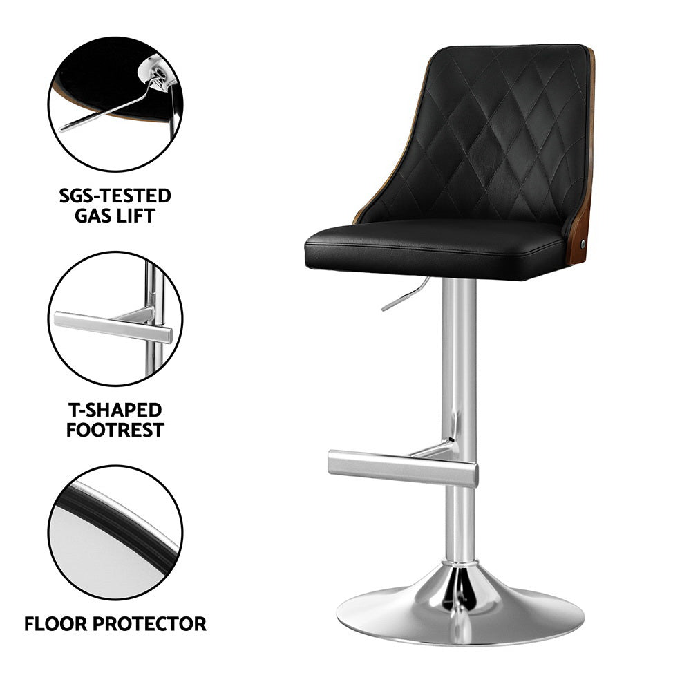 Tomas Leather Counter Stool Swivel Adjustable (Set of 4) Black