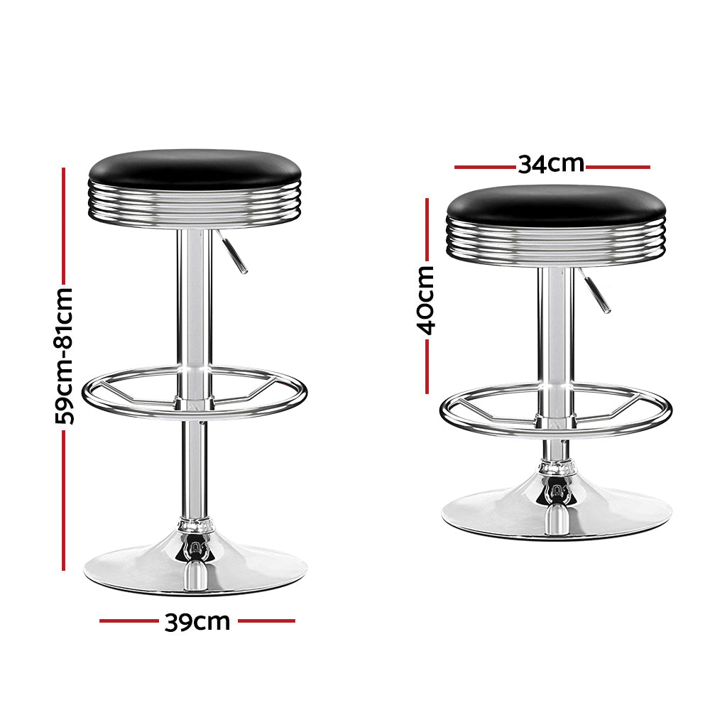 Echo Leather Bar Stool Backless (Set of 2) Black