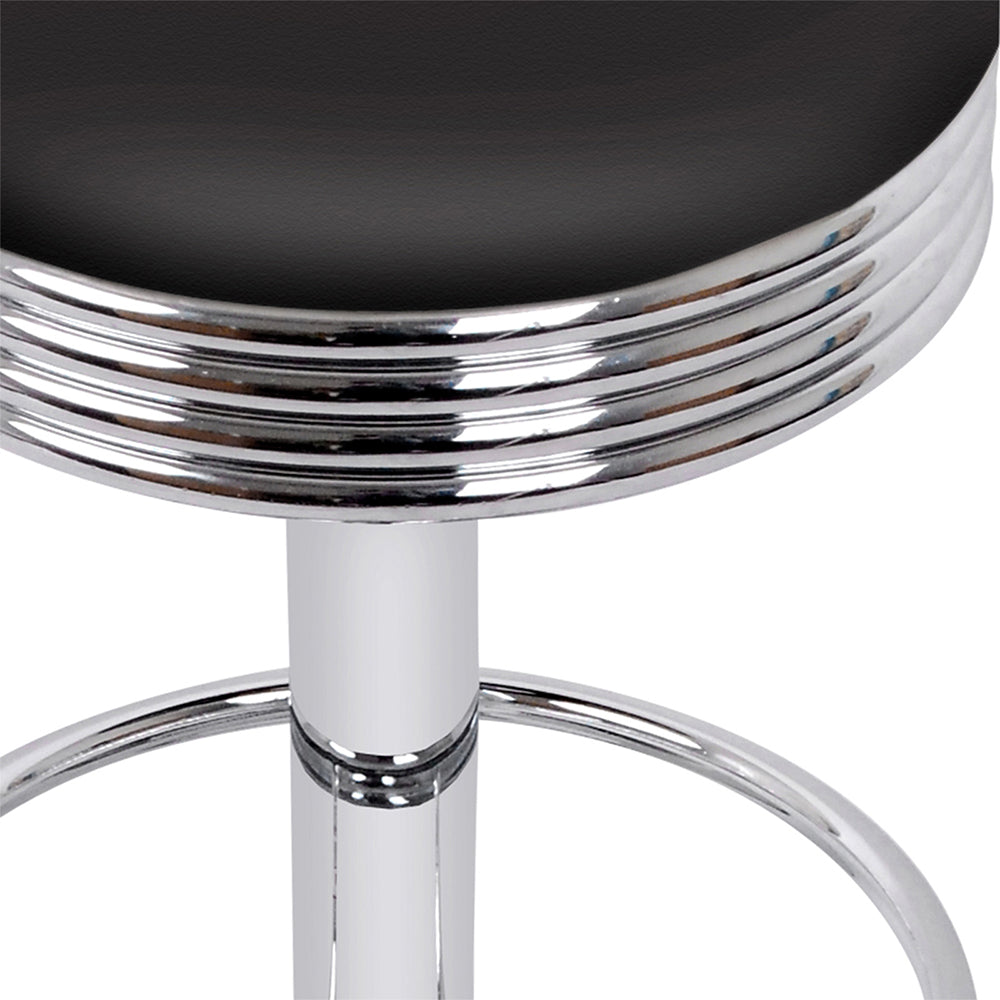 Echo Leather Bar Stool Backless (Set of 2) Black