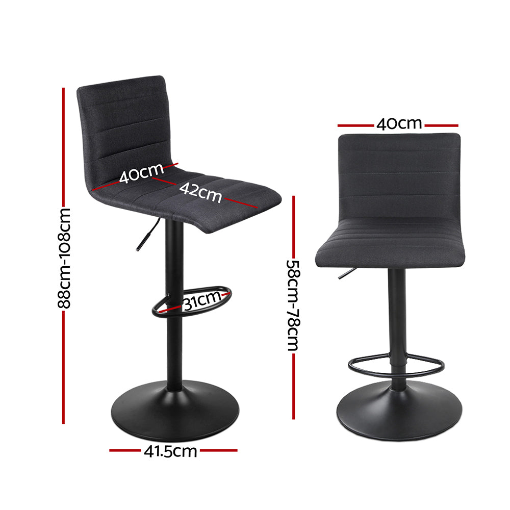 Nico Fabric Bar Stool Adjustable (Set of 2) Black