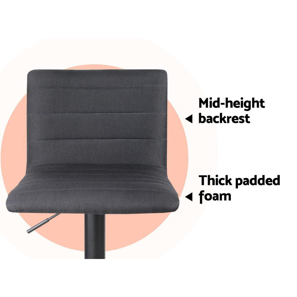 Nico Fabric Bar Stool Adjustable (Set of 2) Black
