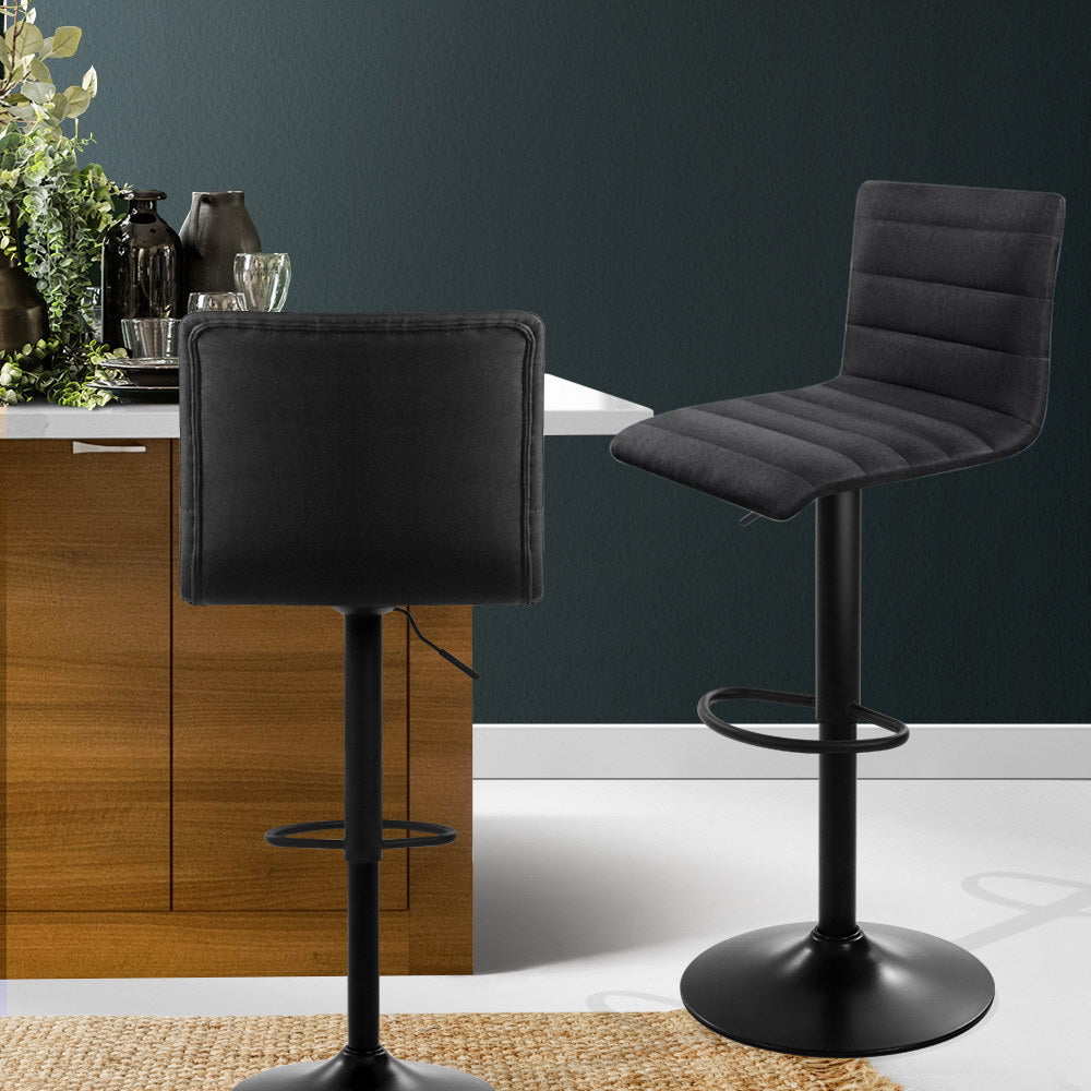 Nico Fabric Bar Stool Adjustable (Set of 2) Black
