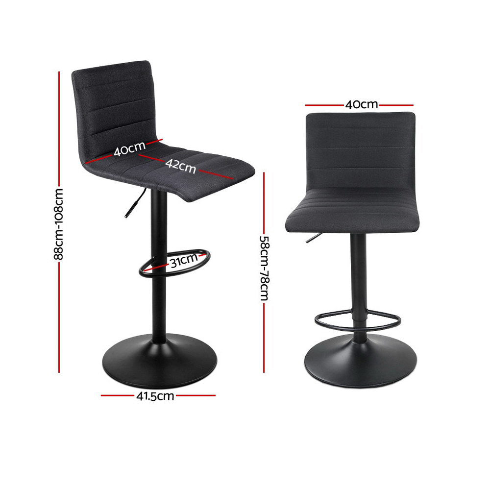 Holt Fabric Bar Stool Adjustable (Set of 4) Black