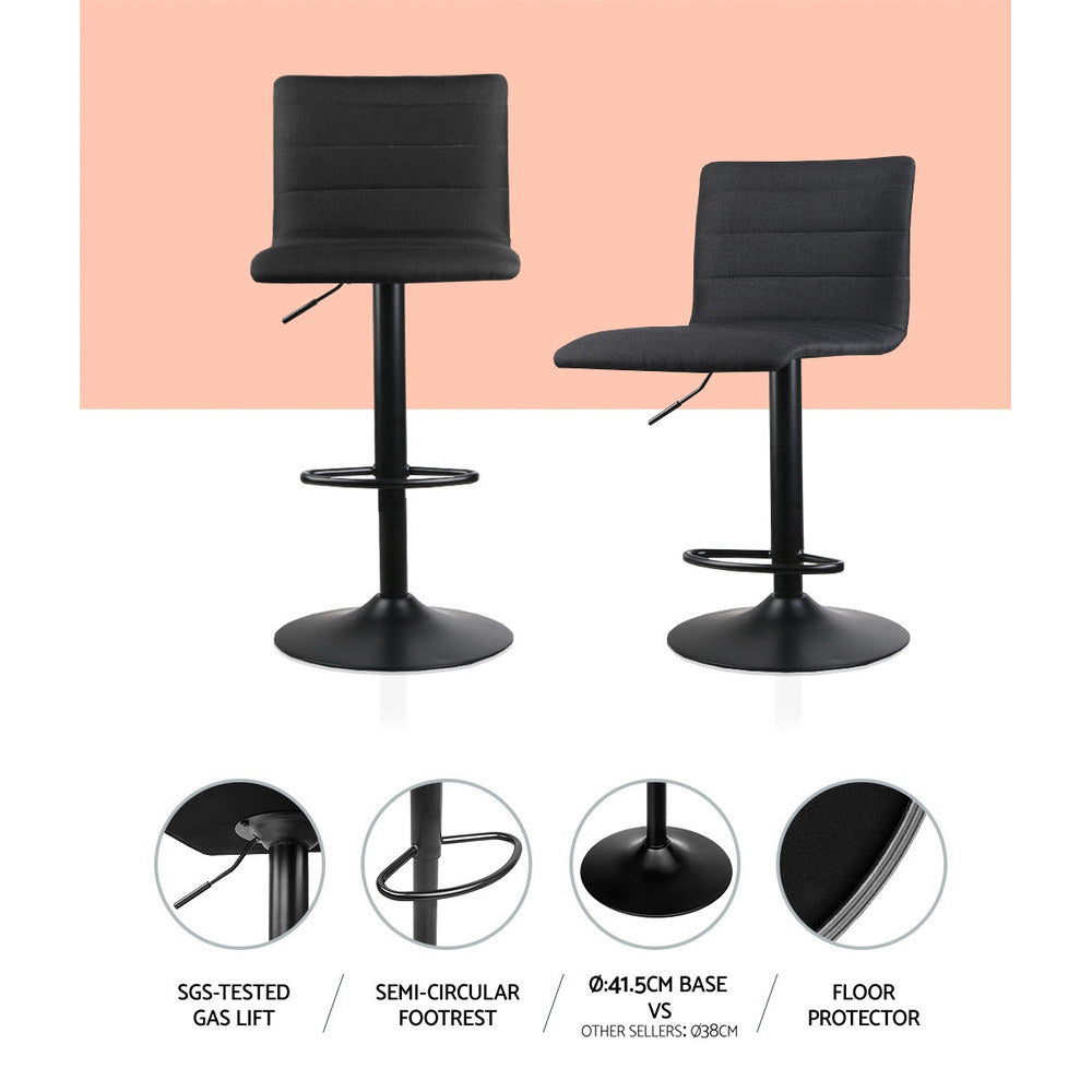 Holt Fabric Bar Stool Adjustable (Set of 4) Black