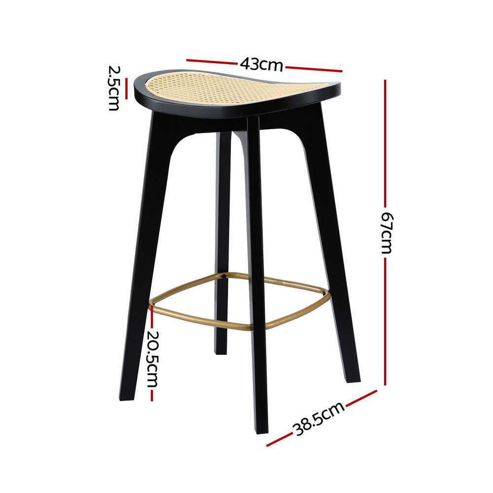 Vince Rattan Counter Stool (Set of 2) Black & Tan