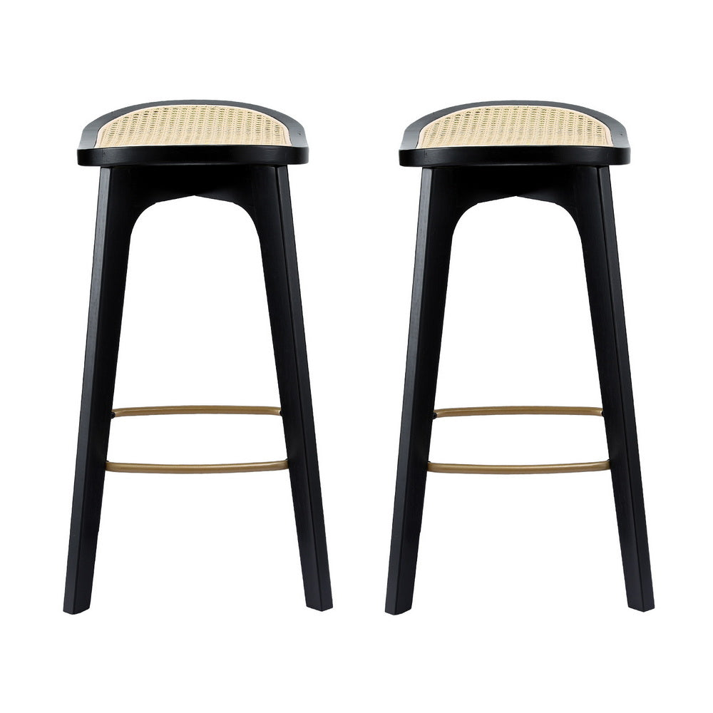Vince Rattan Counter Stool (Set of 2) Black & Tan