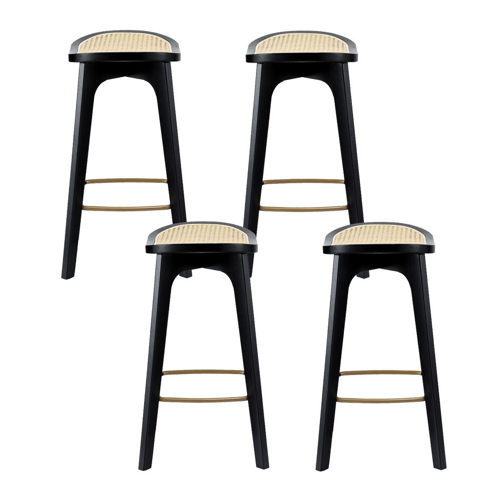 Finley Rattan Counter Stool (Set of 4) Black & Tan