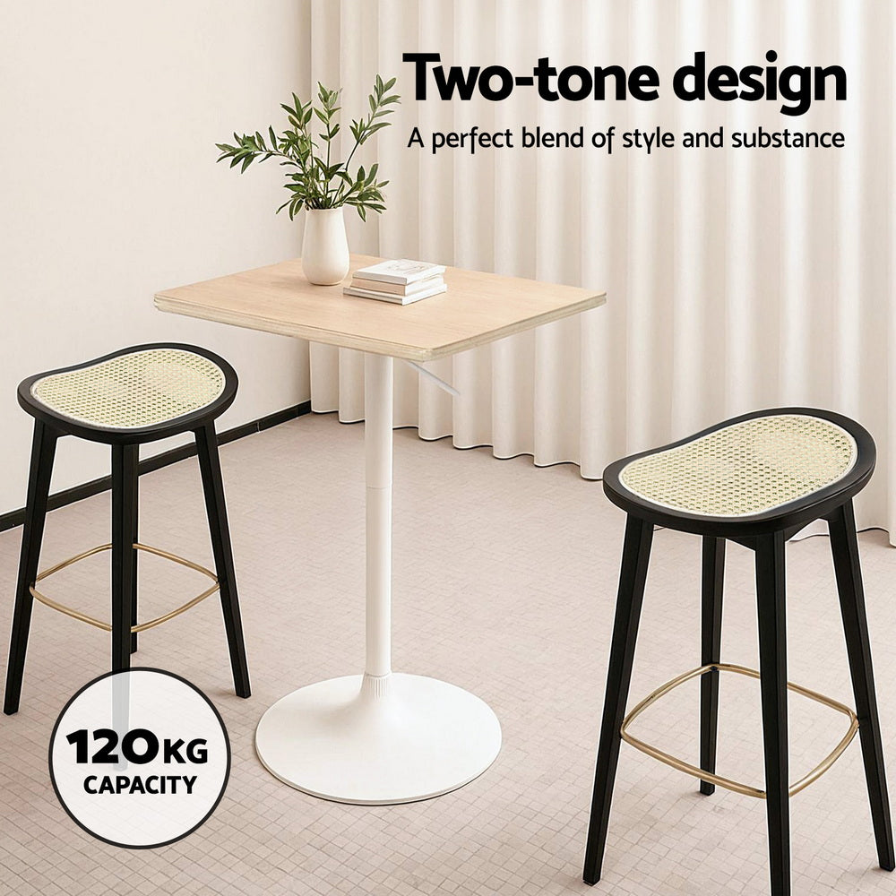 Finley Rattan Counter Stool (Set of 4) Black & Tan