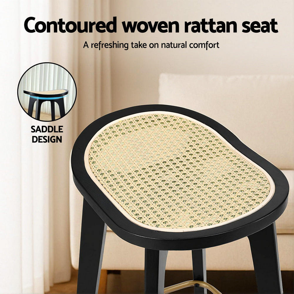 Finley Rattan Counter Stool (Set of 4) Black & Tan