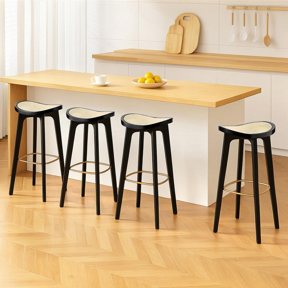 Finley Rattan Counter Stool (Set of 4) Black & Tan