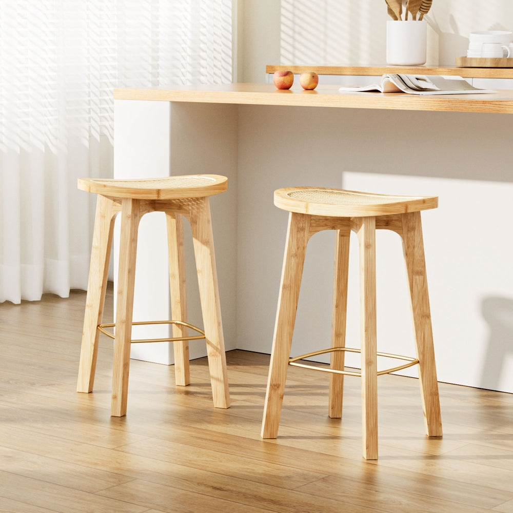 Kane Rattan Counter Stool (Set of 2) Tan