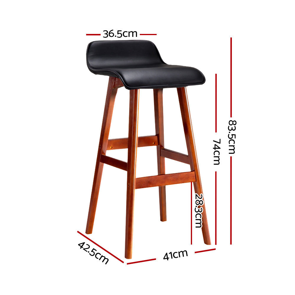 Callum Wooden Bar Stool (Set of 2) Black