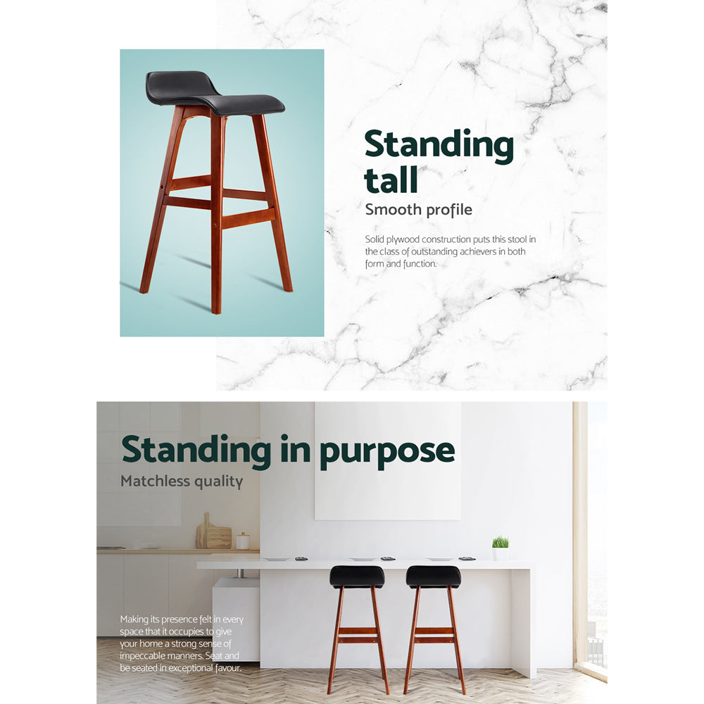 Callum Wooden Bar Stool (Set of 2) Black