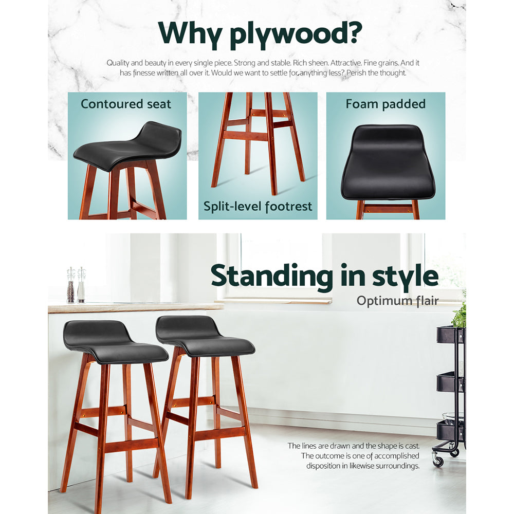 Callum Wooden Bar Stool (Set of 2) Black