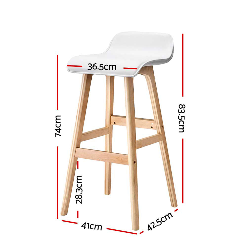 Miles Wooden Bar Stool (Set of 2) White