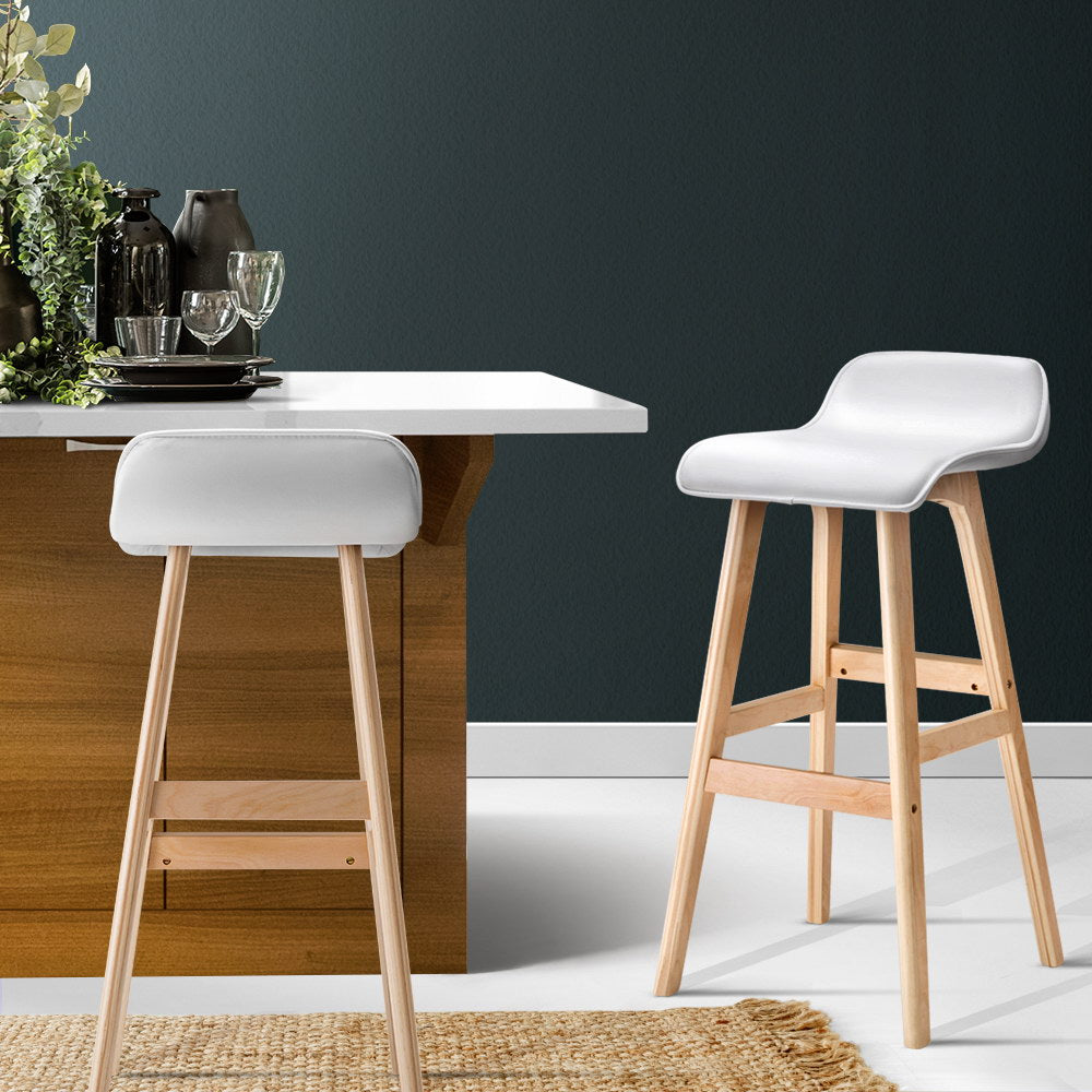 Miles Wooden Bar Stool (Set of 2) White