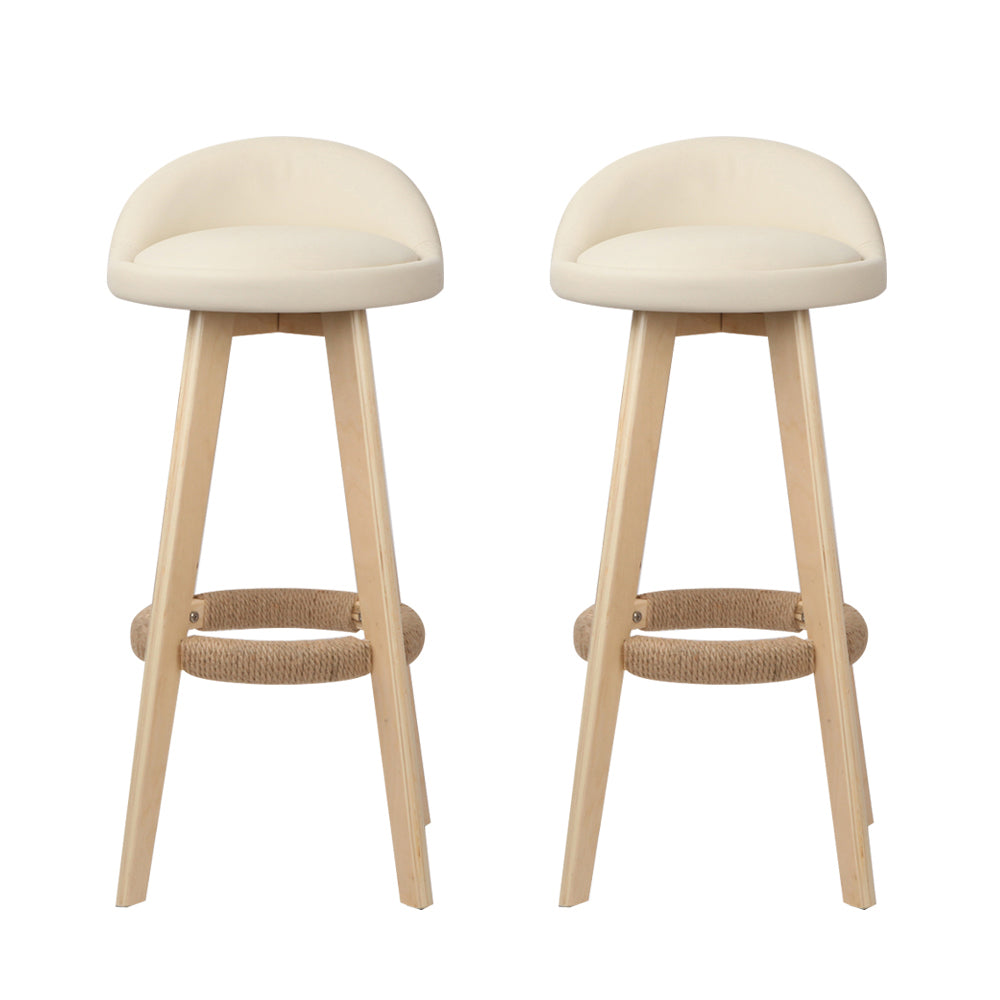 Drew Leather Bar Stool Padded (Set of 2) Beige
