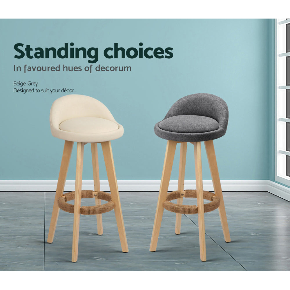 Drew Leather Bar Stool Padded (Set of 2) Beige
