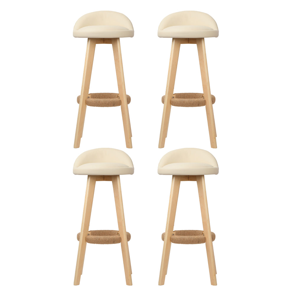 Ivan Leather Bar Stool Padded (Set of 4) Beige