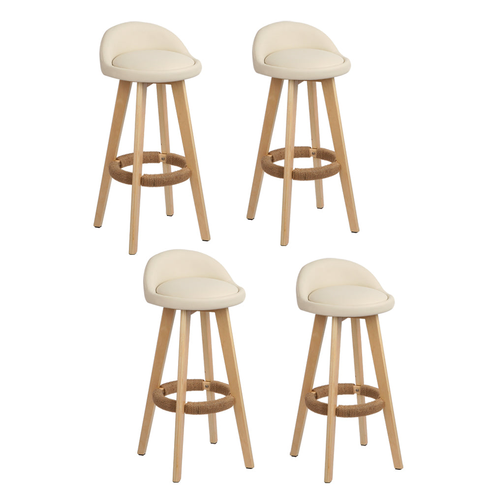 Ivan Leather Bar Stool Padded (Set of 4) Beige