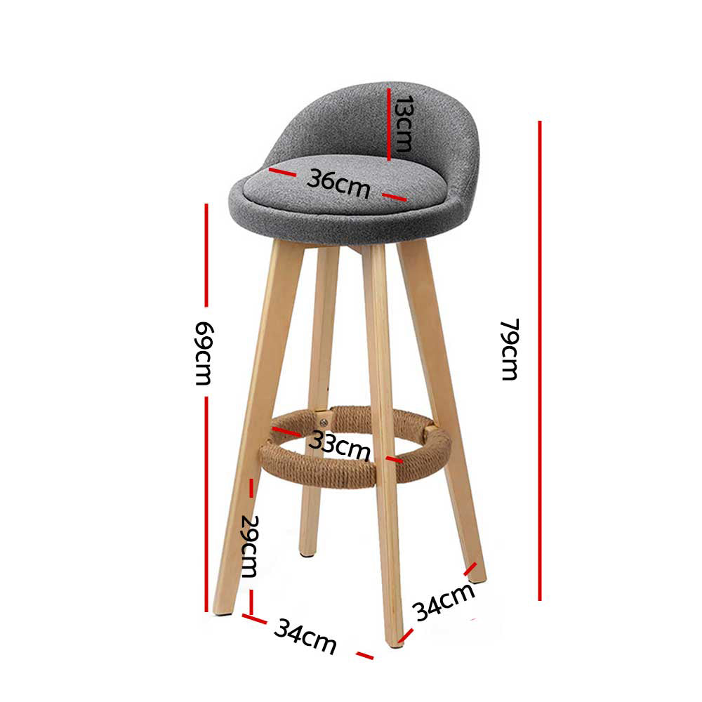 Jack Fabric Bar Stool Padded (Set of 2) Grey