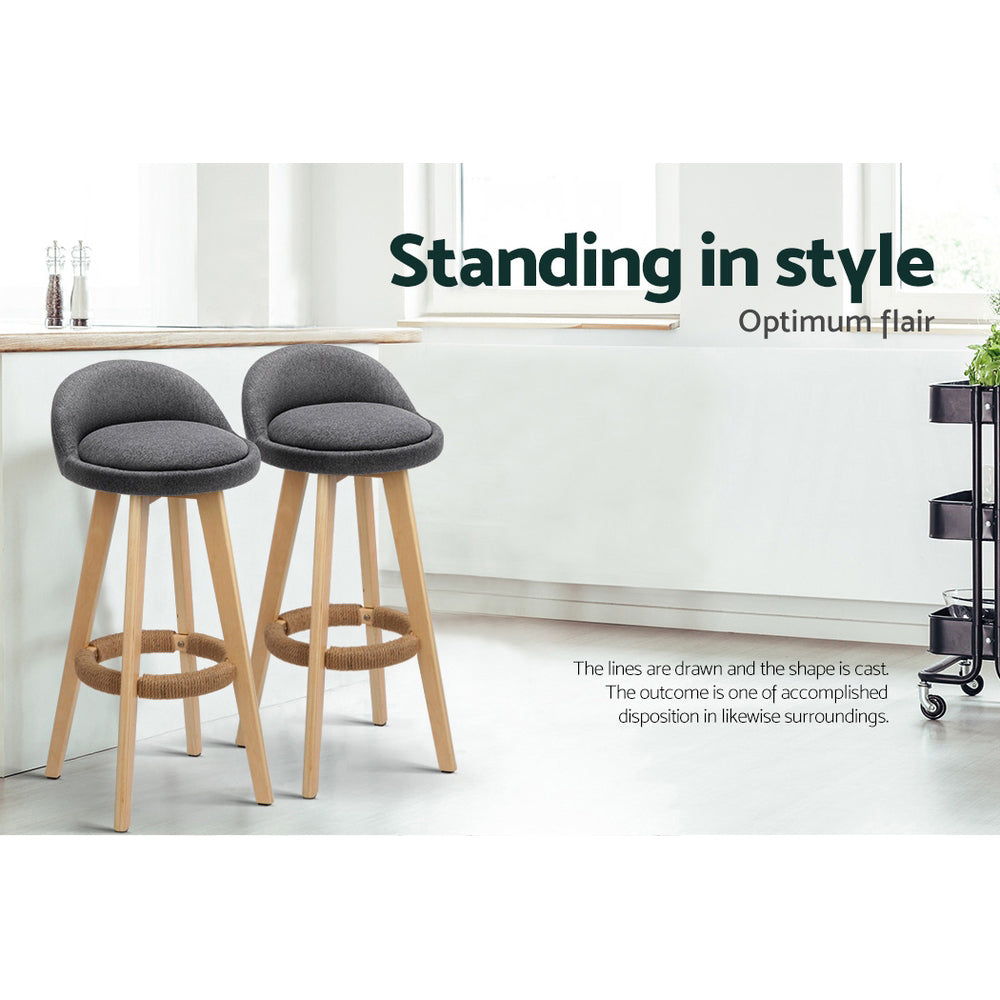 Jack Fabric Bar Stool Padded (Set of 2) Grey