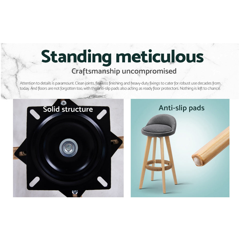 Jack Fabric Bar Stool Padded (Set of 2) Grey