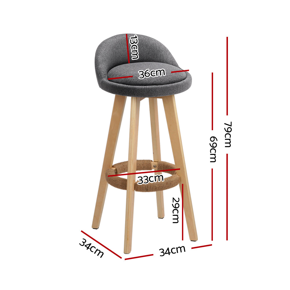 Kent Fabric Bar Stool Padded (Set of 4) Grey