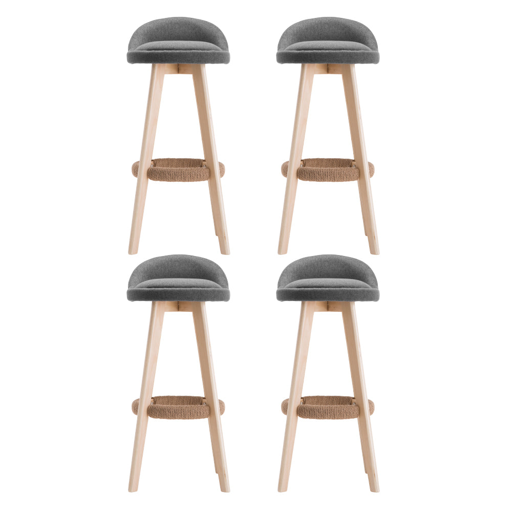 Kent Fabric Bar Stool Padded (Set of 4) Grey
