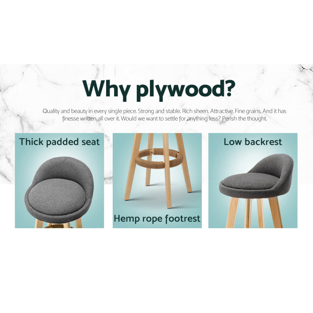 Kent Fabric Bar Stool Padded (Set of 4) Grey