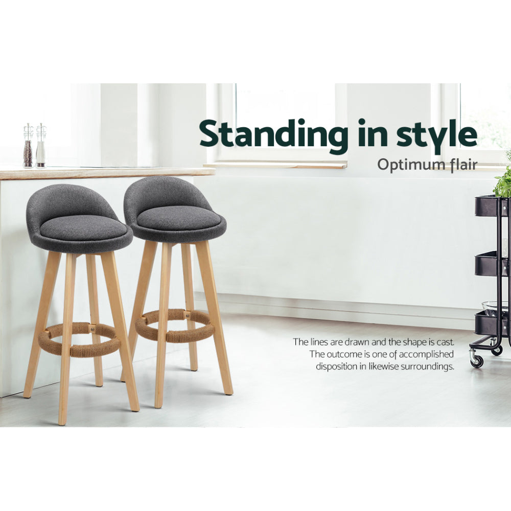 Kent Fabric Bar Stool Padded (Set of 4) Grey