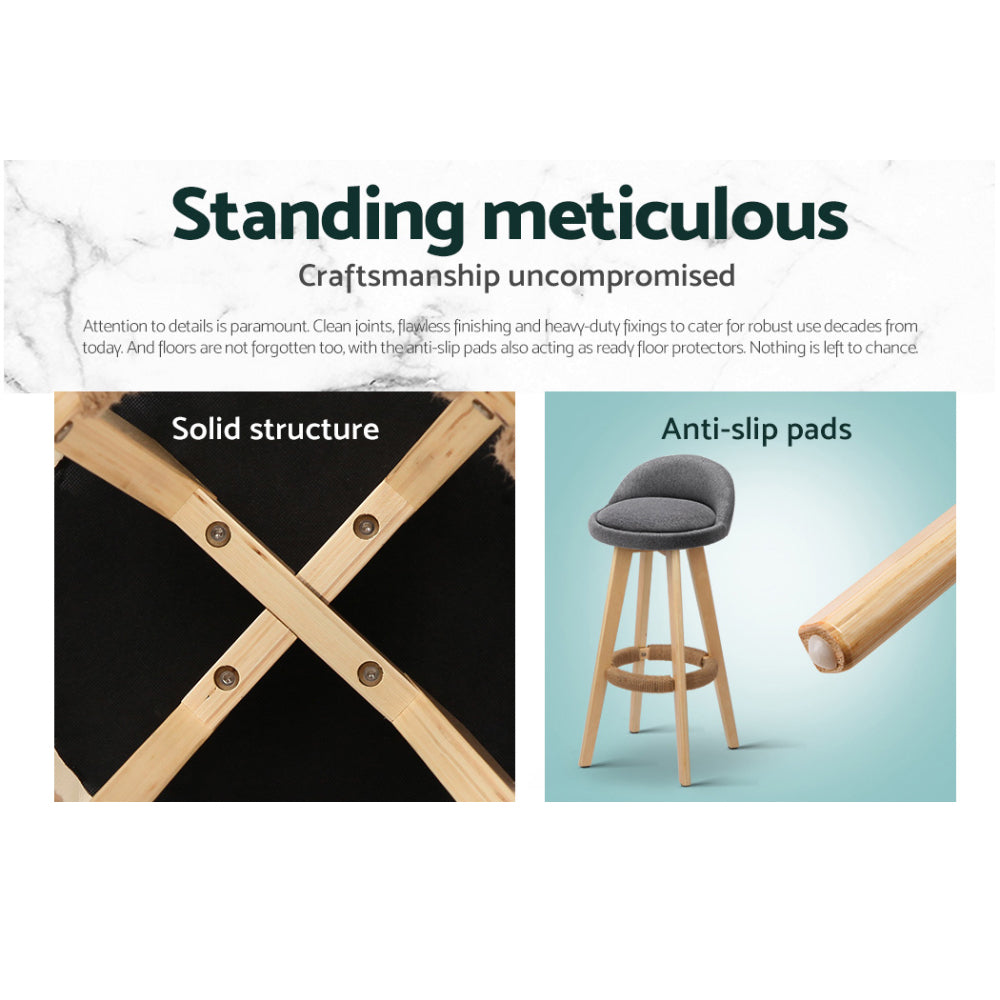 Kent Fabric Bar Stool Padded (Set of 4) Grey