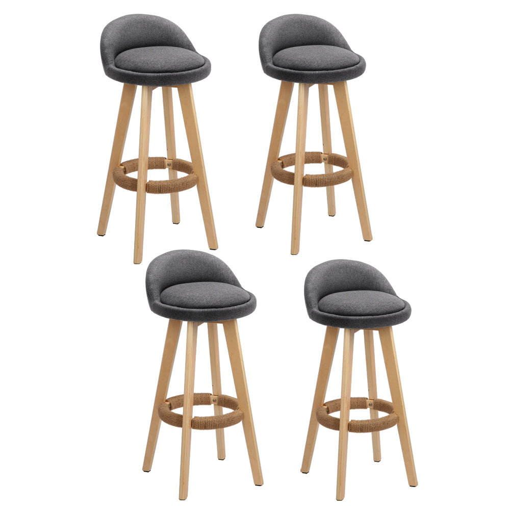 Kent Fabric Bar Stool Padded (Set of 4) Grey
