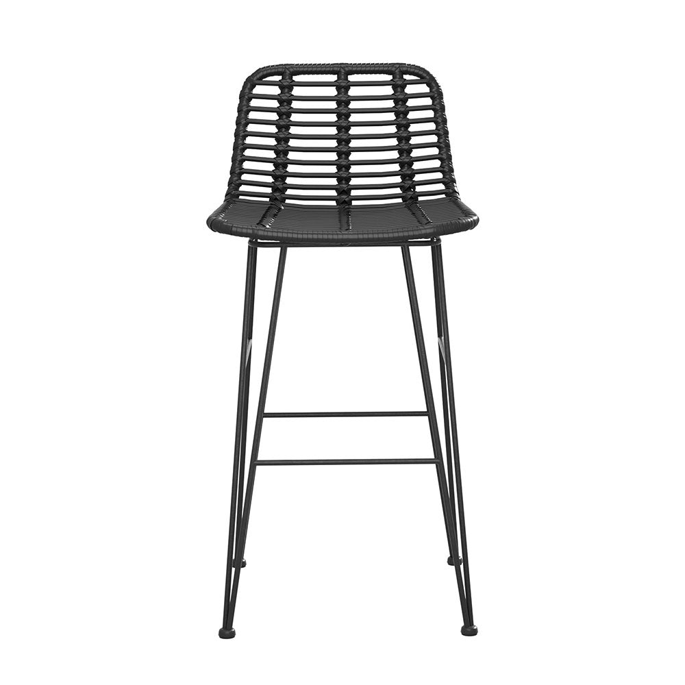 York Rattan Bar Stool (Set of 2) Black & Tan