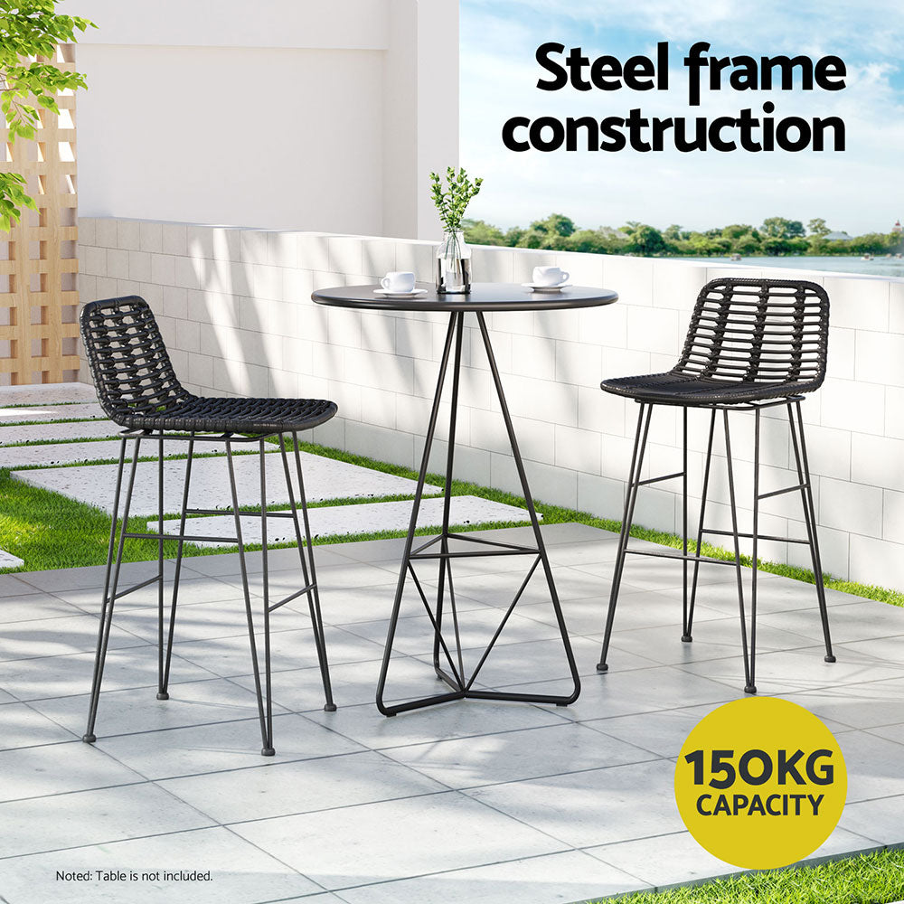 York Rattan Bar Stool (Set of 2) Black & Tan