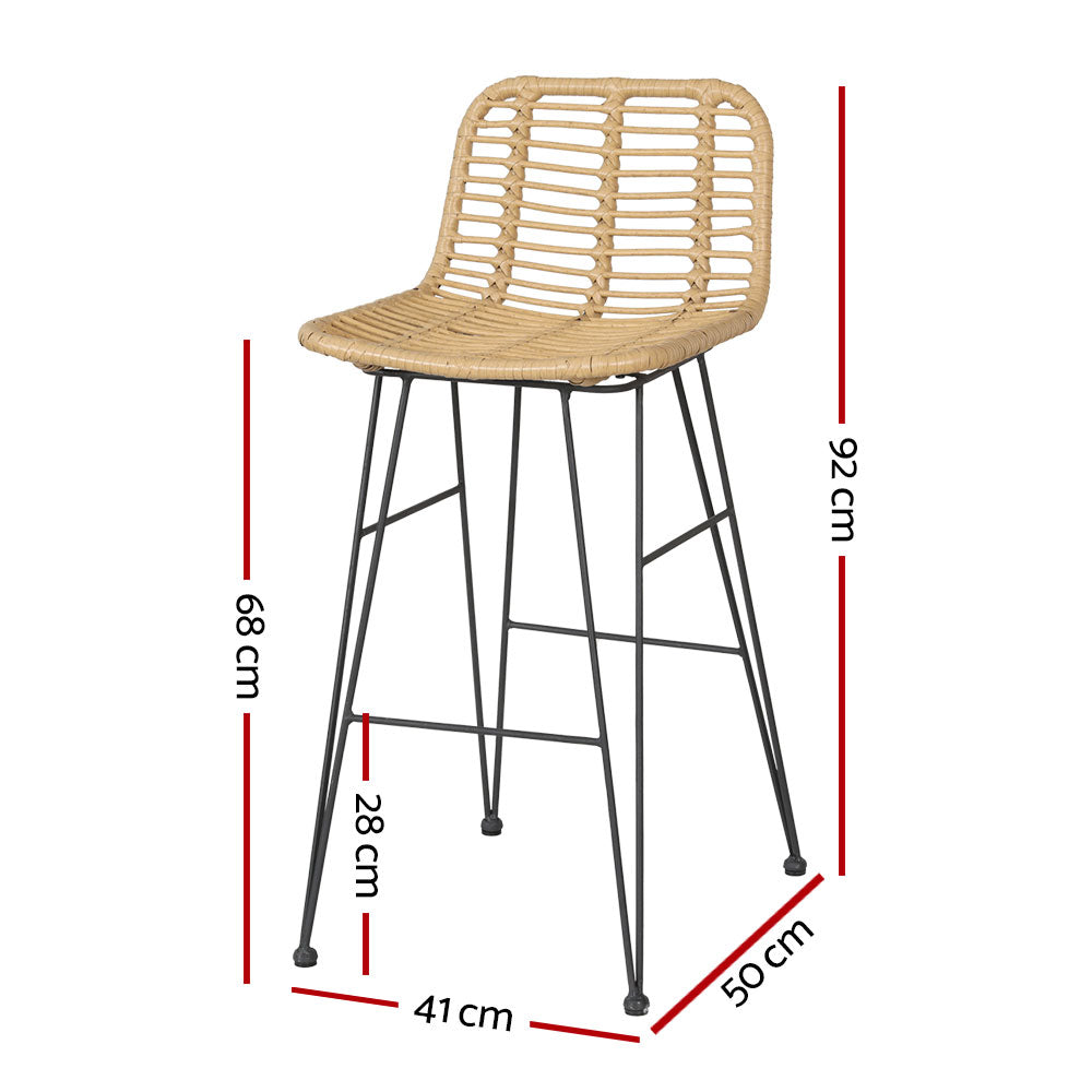 Birch Rattan Bar Stool (Set of 2) Tan