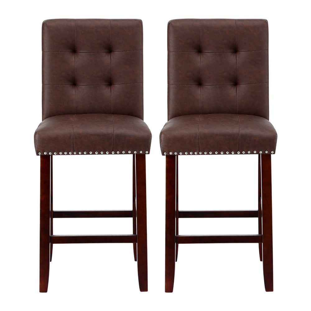 Thane Leather Counter Stool (Set of 2) Brown