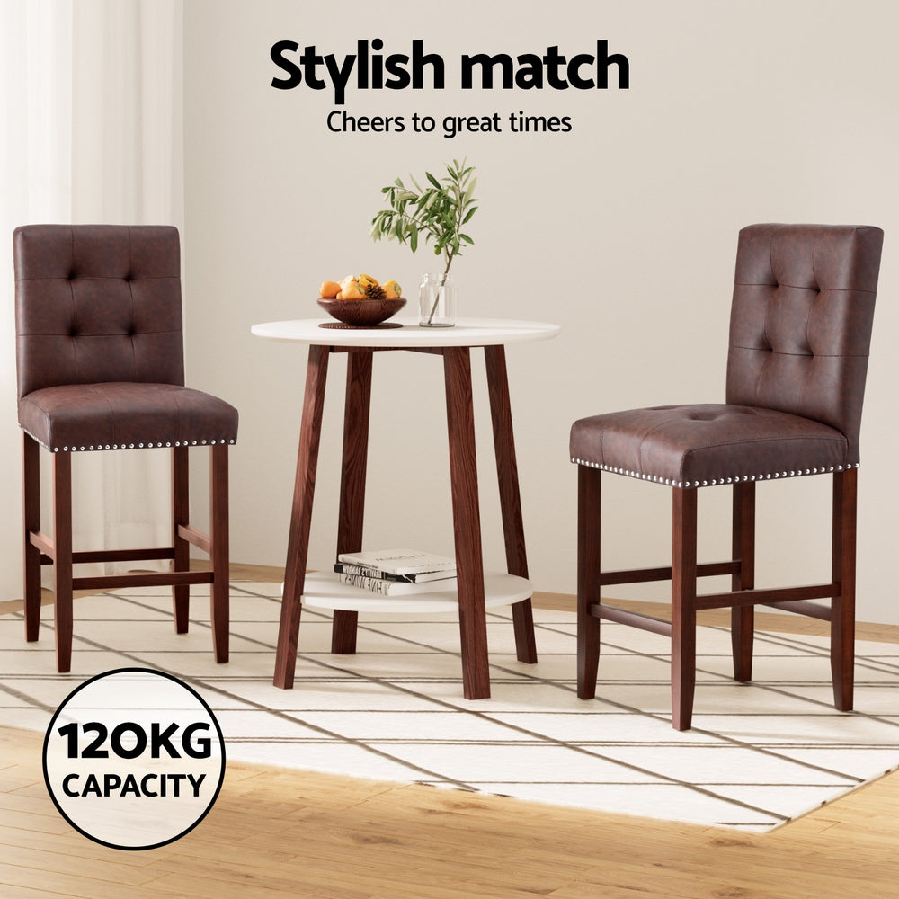 Thane Leather Counter Stool (Set of 2) Brown