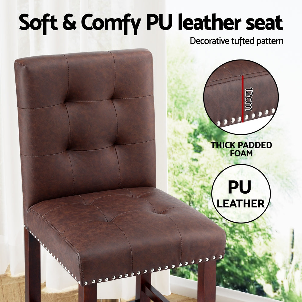 Thane Leather Counter Stool (Set of 2) Brown