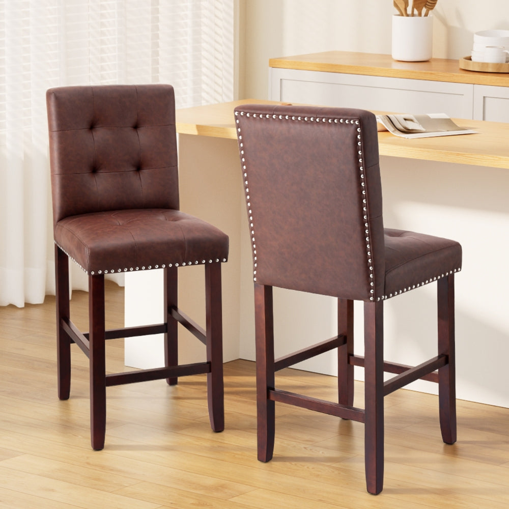 Thane Leather Counter Stool (Set of 2) Brown