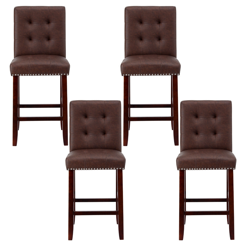 Zion Leather Counter Stool (Set of 4) Brown