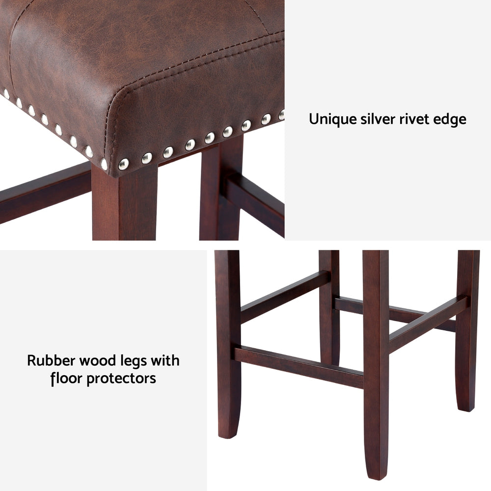 Zion Leather Counter Stool (Set of 4) Brown