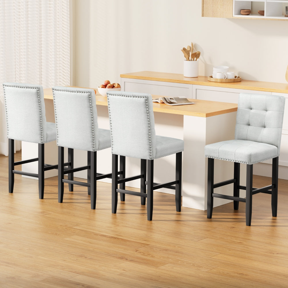 Wells Fabric Counter Stool (Set of 4) Grey
