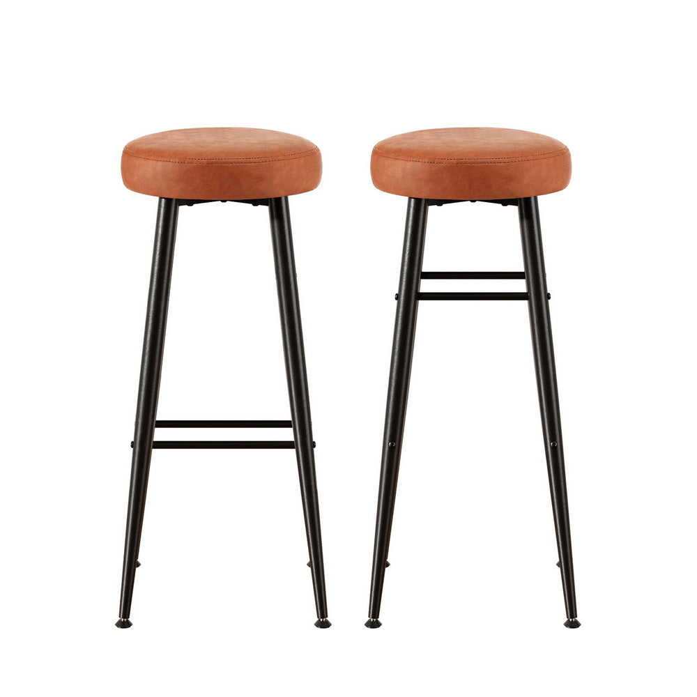 Xan Leather Counter Stool (Set of 2) Brown