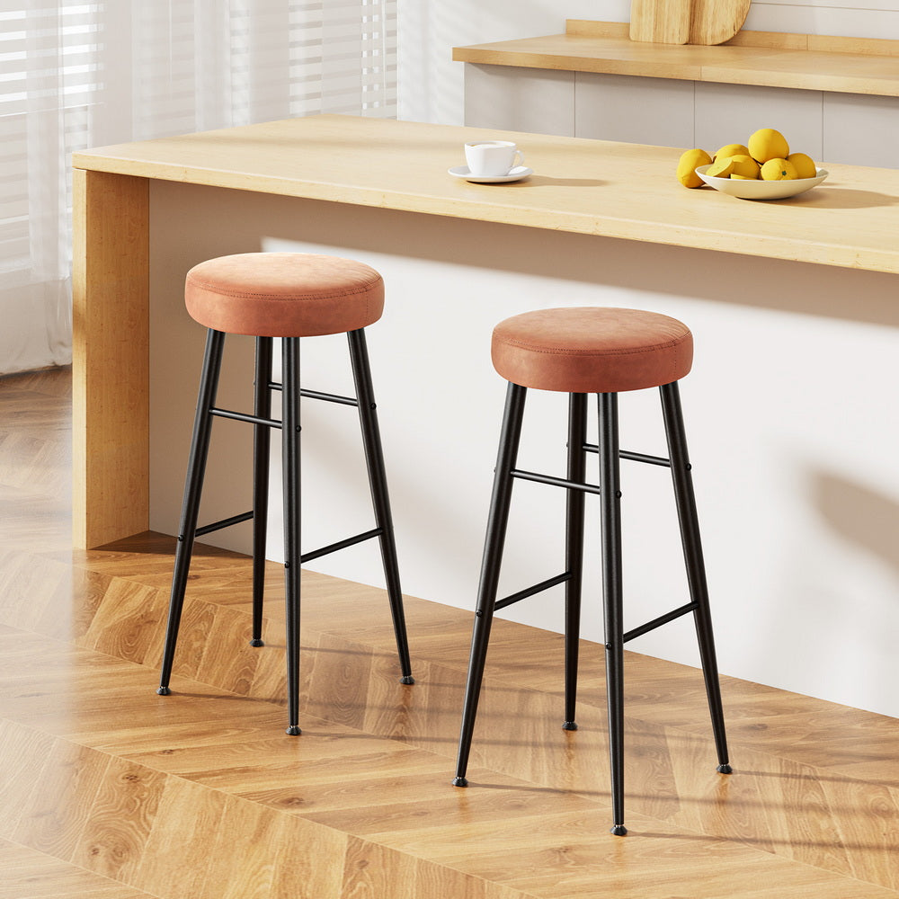Xan Leather Counter Stool (Set of 2) Brown