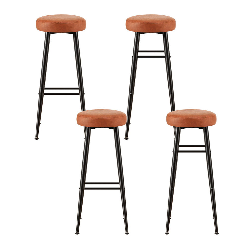 Wren Leather Counter Stool (Set of 4) Brown